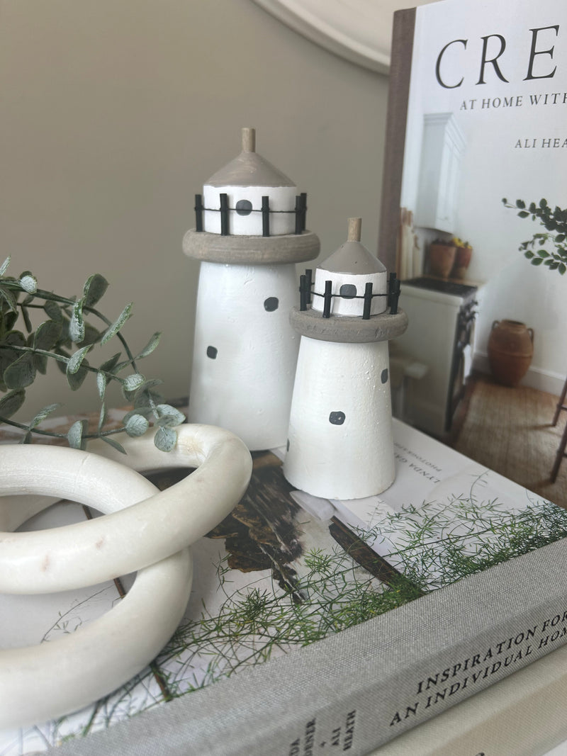 White decorative light house 2 sizes