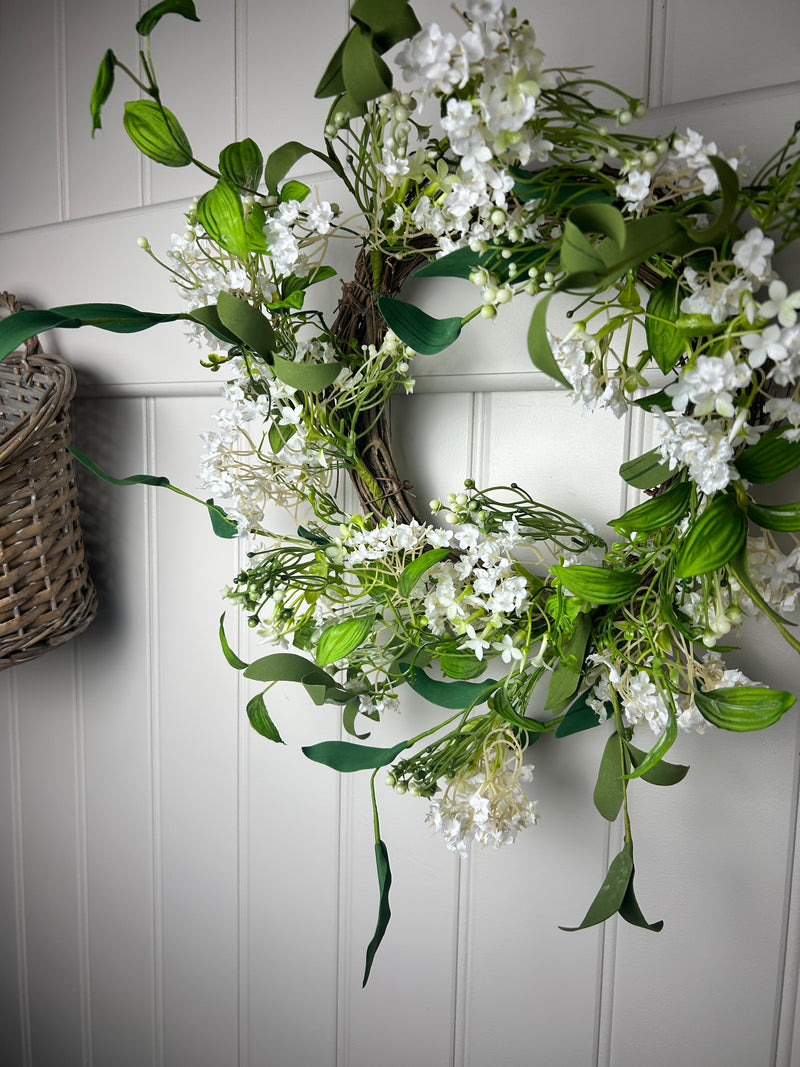 Summer daisy flower foliage wreath 45cm