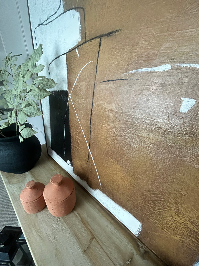 Textured wooden framed canvas art 100cm
