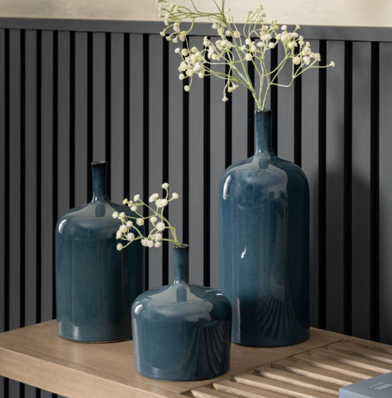 Blue vormark bottle neck vases 3 sizes