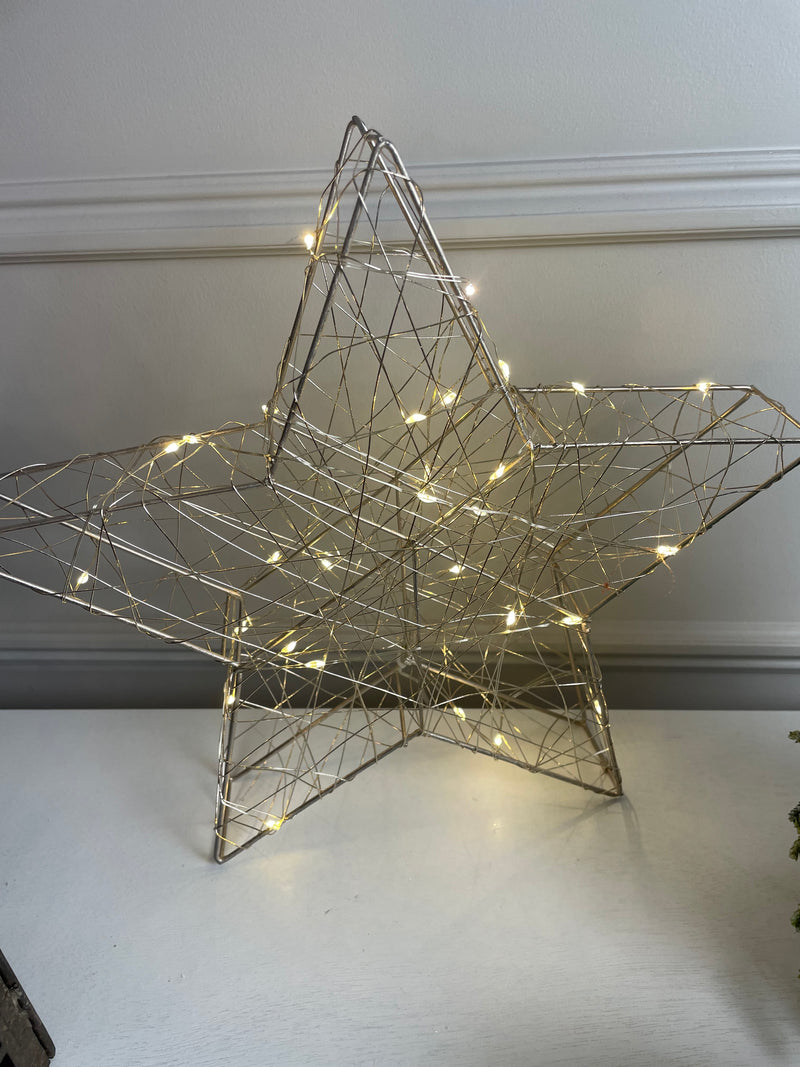Antique Silver LED standing star 30cm