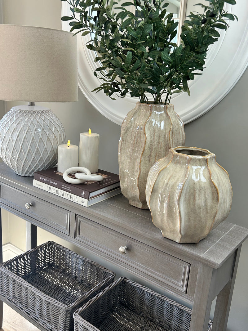Seed pod textured ceramic vase brown beige neutral 2 sizes