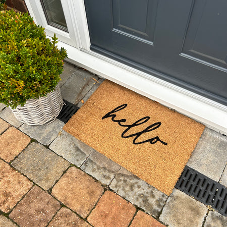 Hello Coir Door Mat rug 60x40cm
