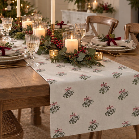 Sophie Allport Christmas festive mistletoe print table runner
