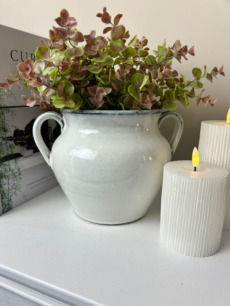 Double handled rustic glaze vase