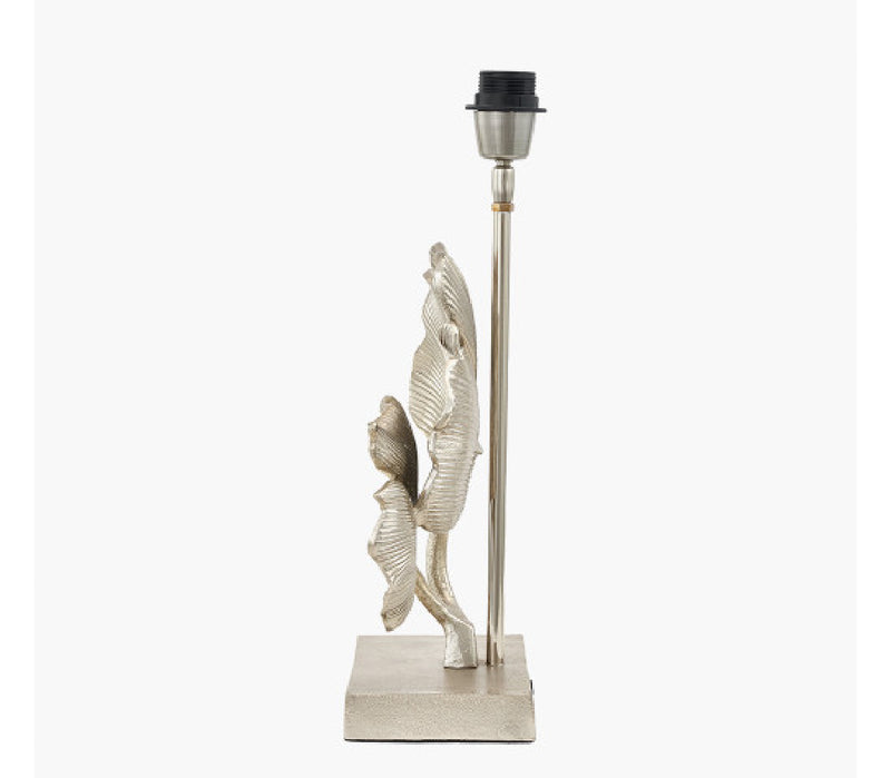 Gingko champagne leaf petal metal lamp with white oval shade