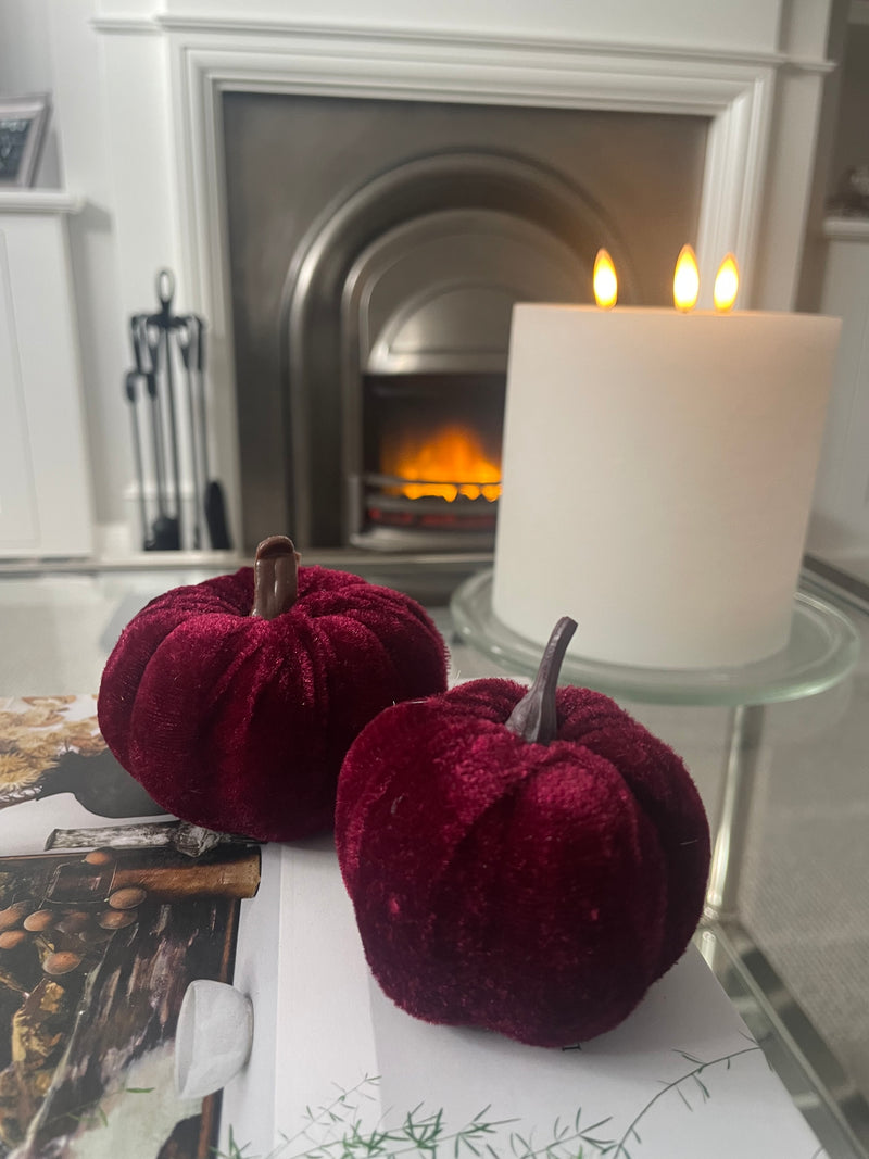 Set of 3 Rich red Halloween pumpkins