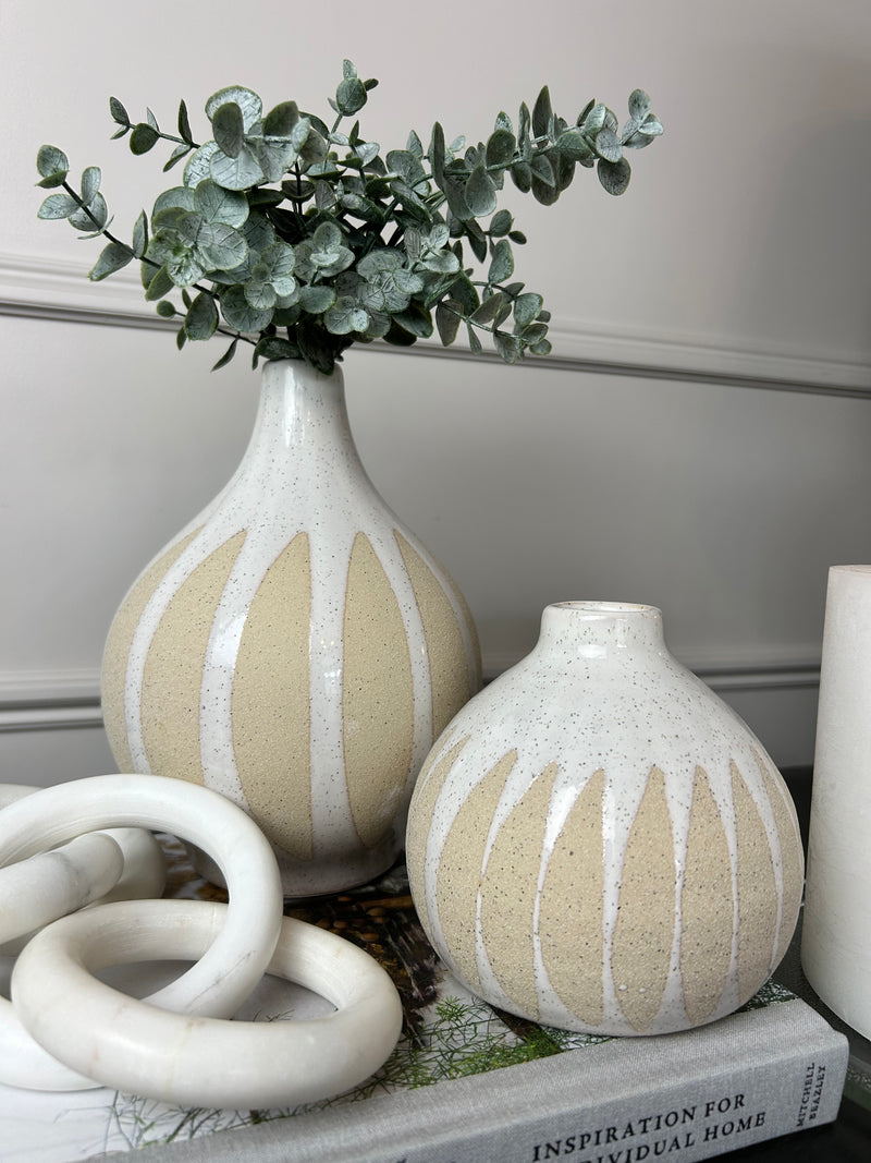 Two tone Teardrop Shape chunky textured Vase 2 sizes
