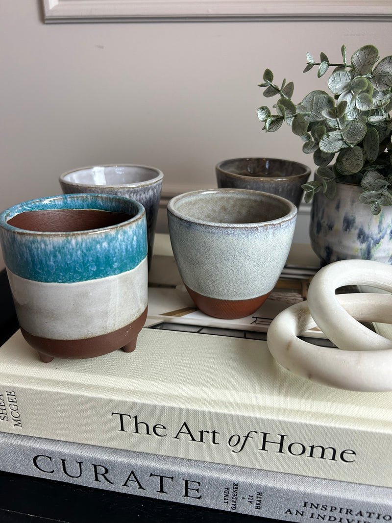 Terracotta Mini Blue Plant Pots 5 Styles