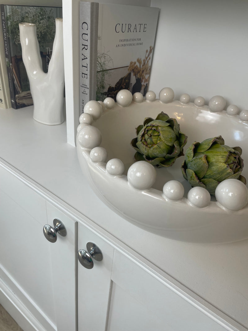 Matt White ceramic large bobble bowl