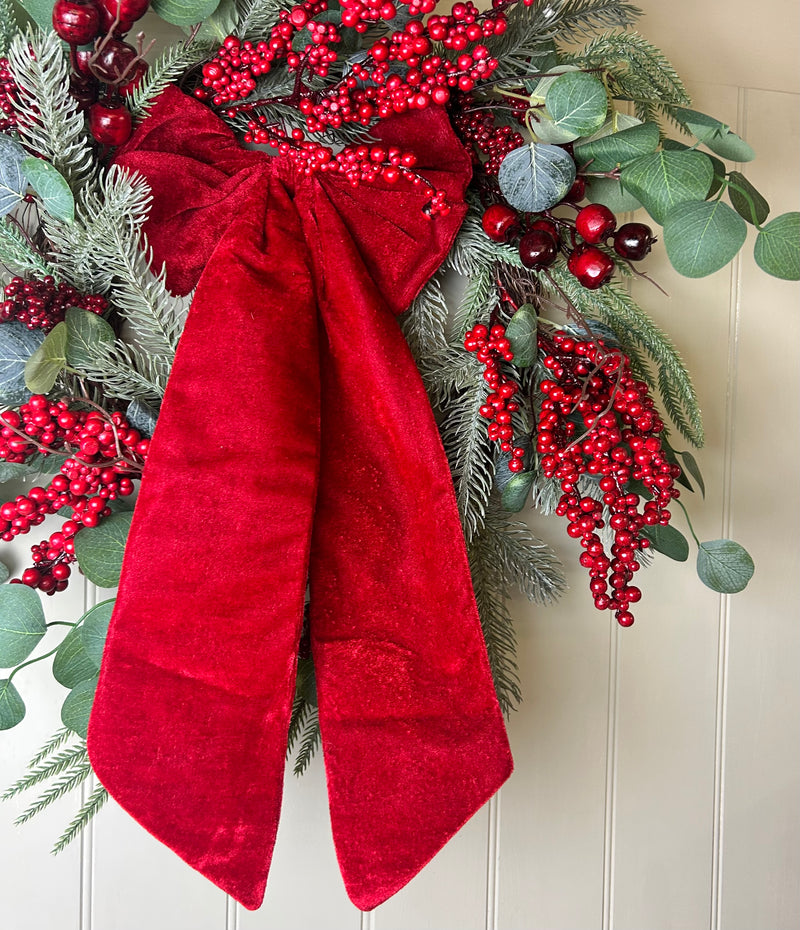 Long large Red velvet soft hanging Bow 55cm