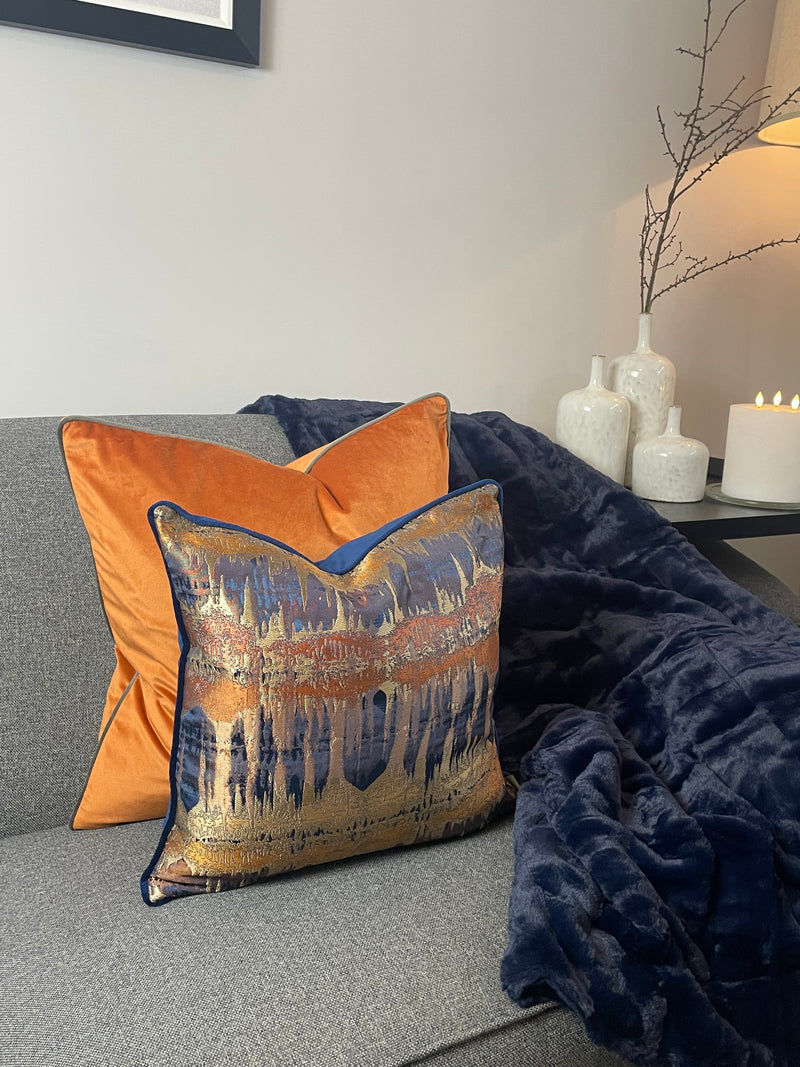 Navy ribbed faux fur Empress throw