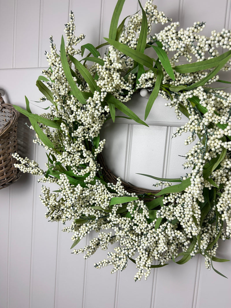 White summer berry choisya leaves wreath 55cm