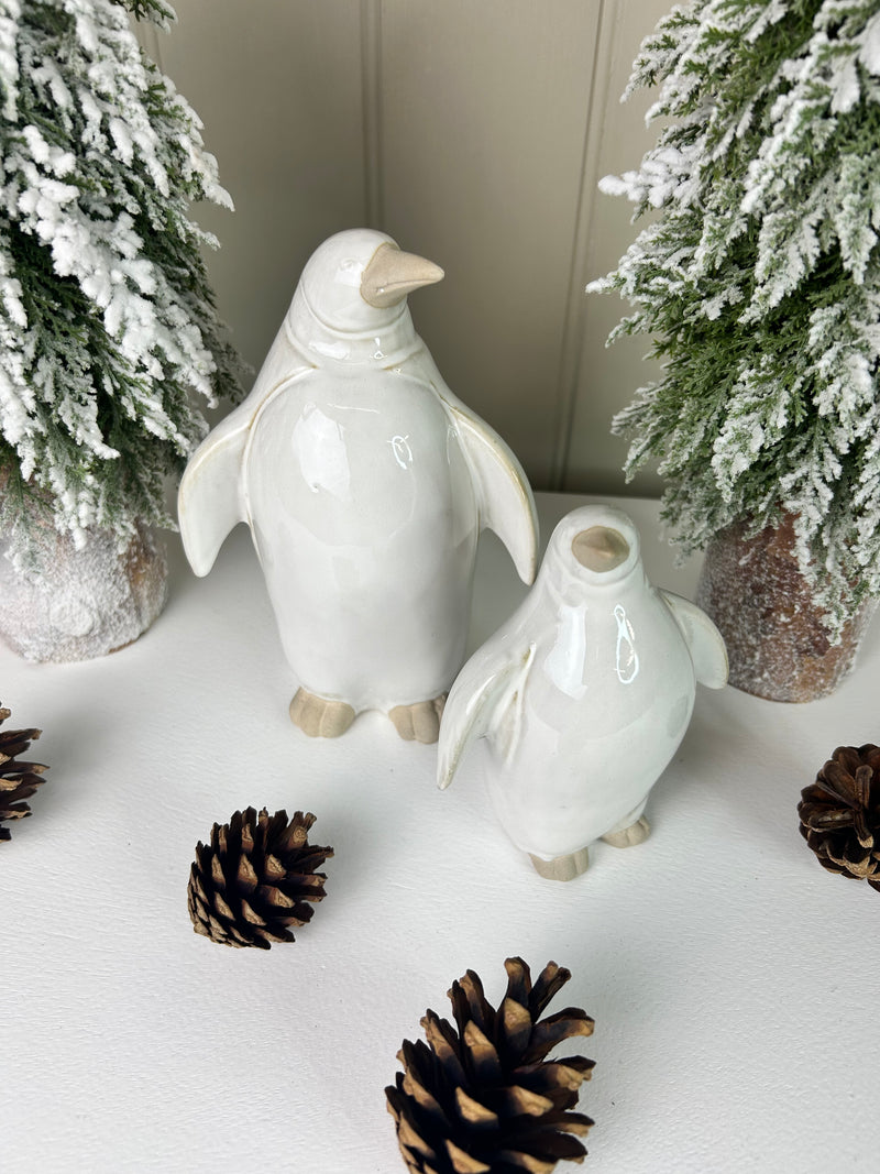 Rustic glaze Ceramic Penguins, 2 Sizes