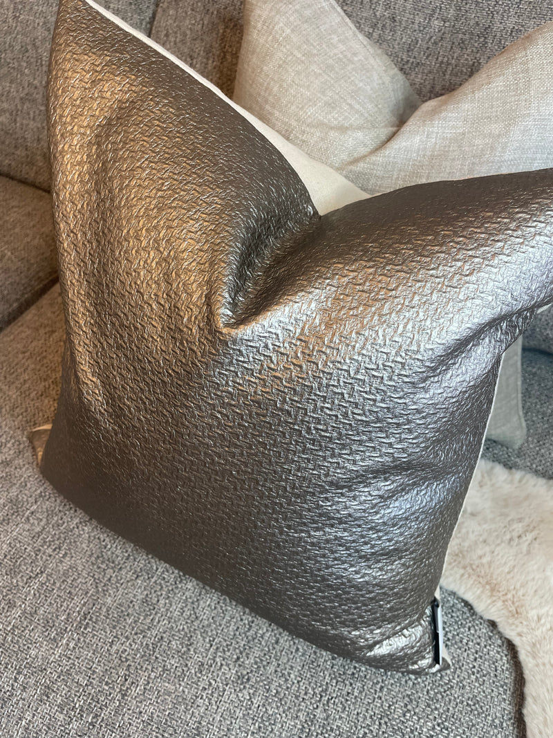 Bronze champagne metallic textured cushion