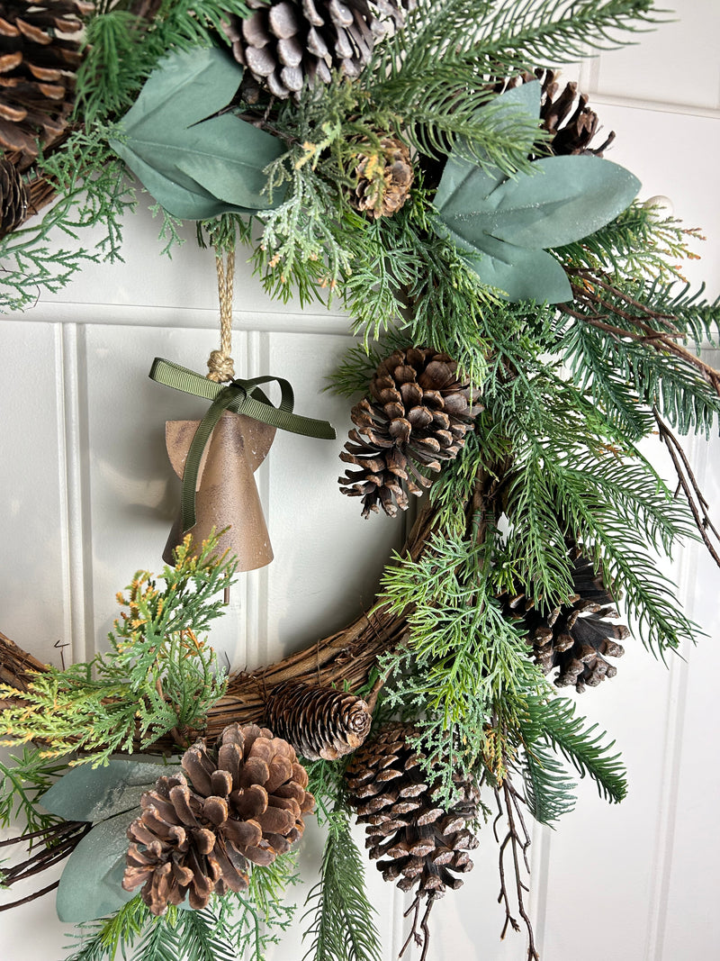 Hanging rustic Metal angel bell hanger