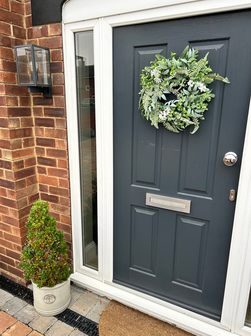 Full garden wreath mixed foliage