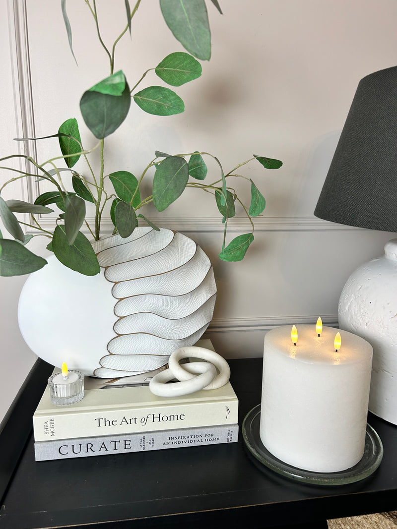 Wave brown and off white textured vase