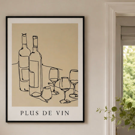 ‘Plus De Vin’ Black wine Frame Print
