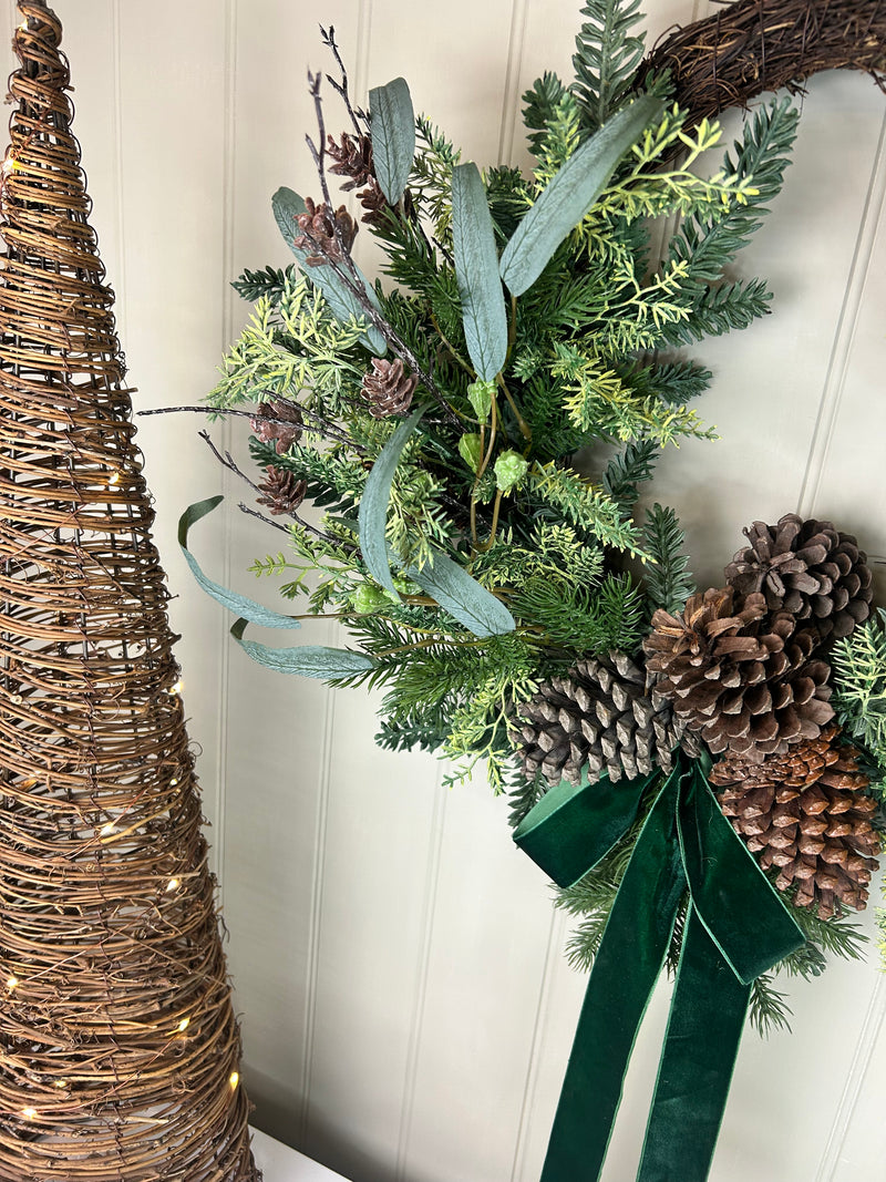 Pine Foliage Bow Wreath 60cm