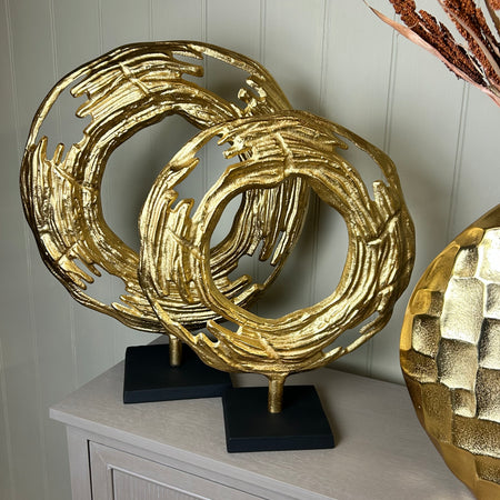 Gold round metal sculpture 2 sizes