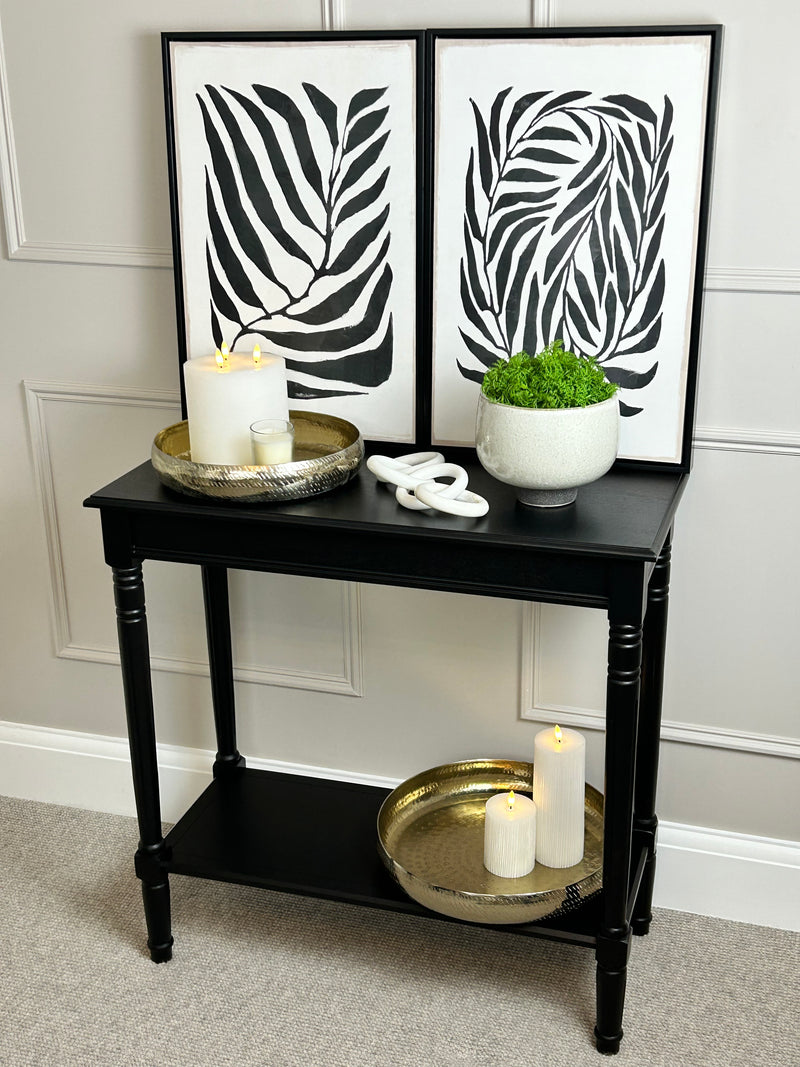 Set of two modern black and white leaf prints