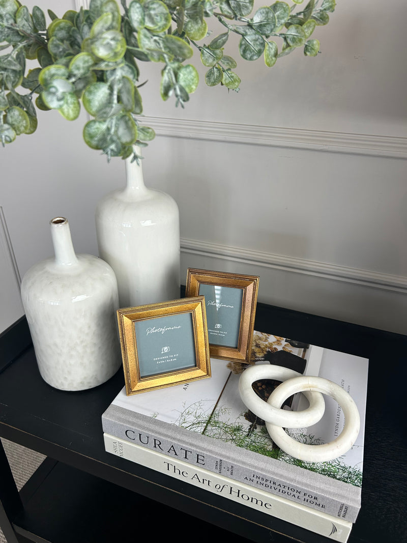Set of two gold mini photo frames