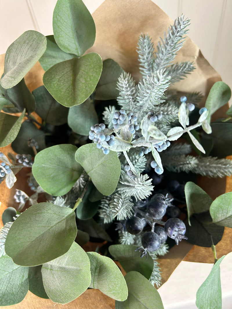 Festive Green eucalyptus foliage and berry arrangement 70cm