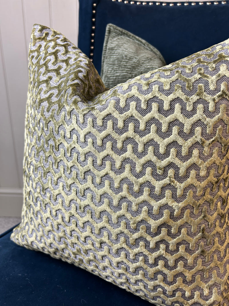 Oslo luxury Olive Green textured print luxury cushion 43cm