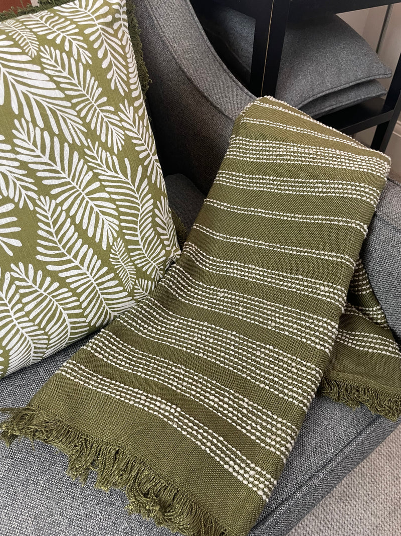 Jour woven throw olive green