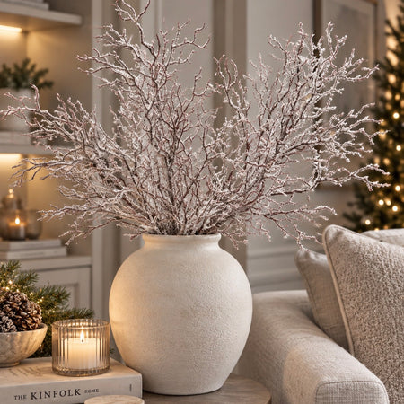 Trio set 3 Frosted twig stem bunch 75cm
