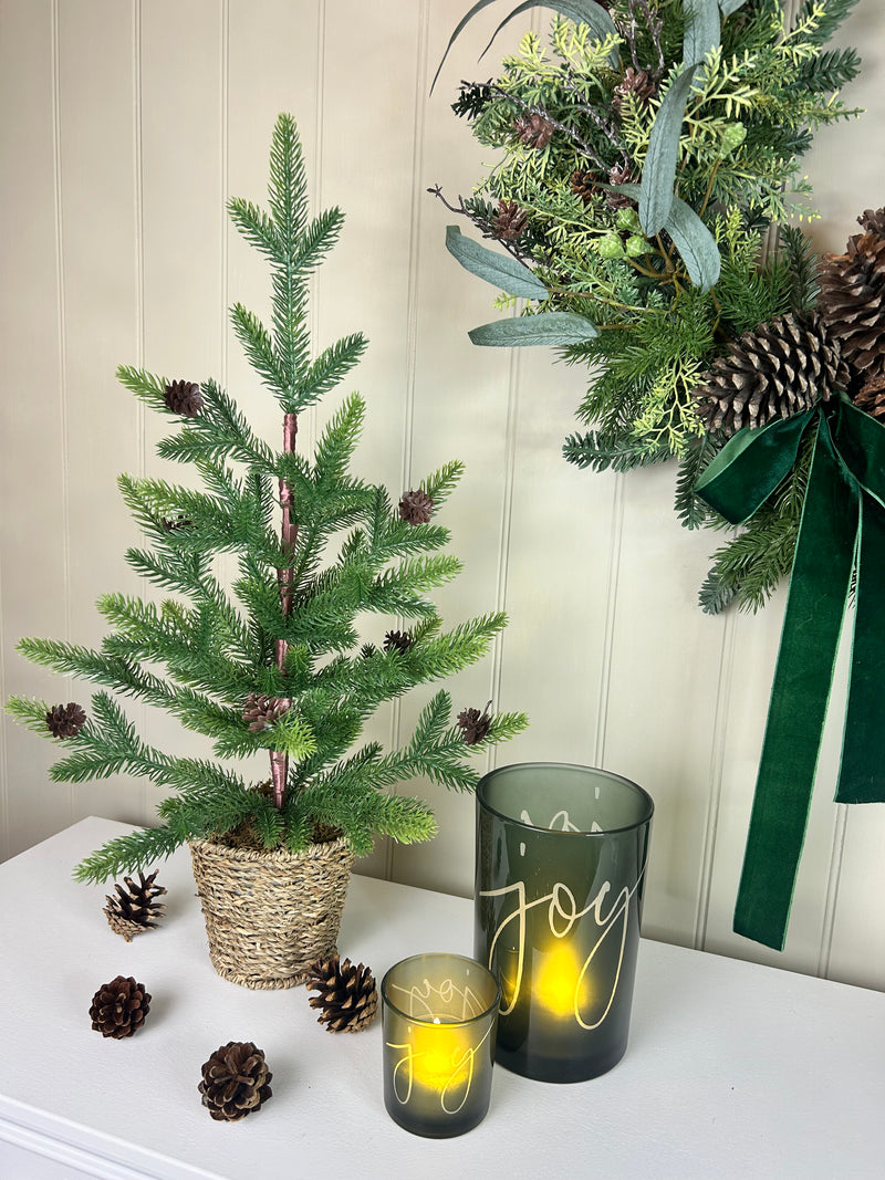 Medium Spruce Christmas Tree in Wicker Basket