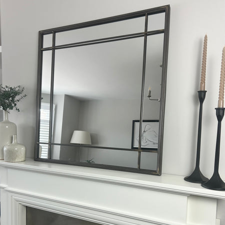 Antique Bronze brass black Metal Square Wall Mirror 80cm