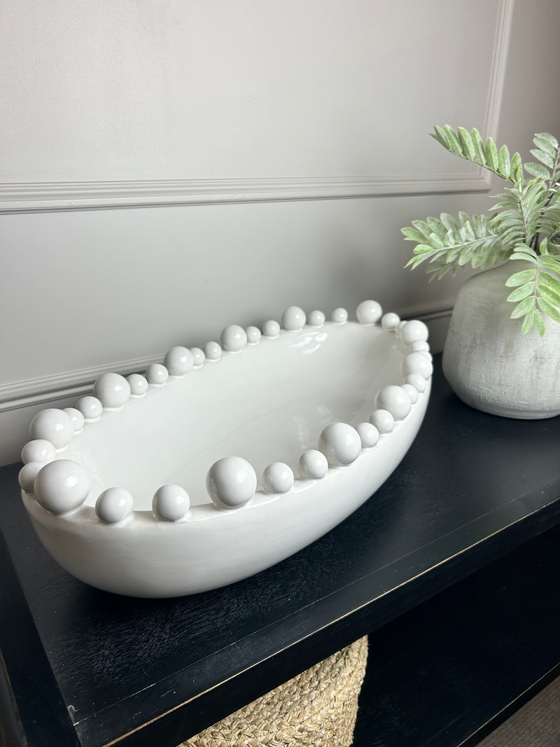 White large oval bobble bowl