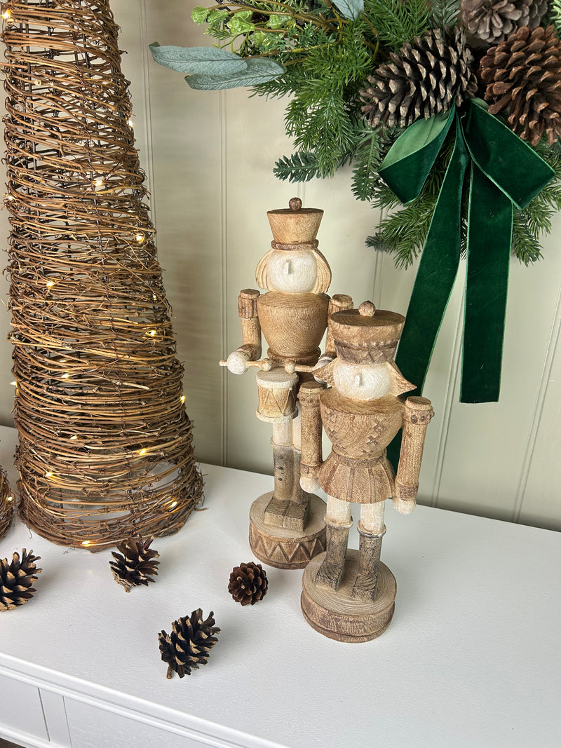 Wood look tall traditional Nutcracker ornament decoration 2 styles