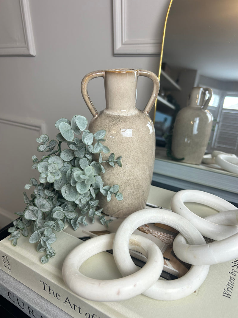 Reactive glaze double handle vase 22cm and 30cm two sizes