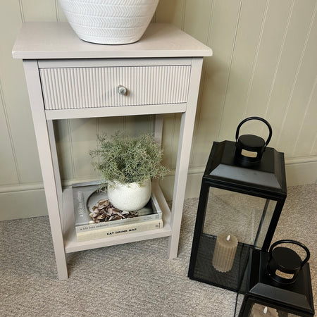 Grey taupe ribbed bedside table side table store seconds