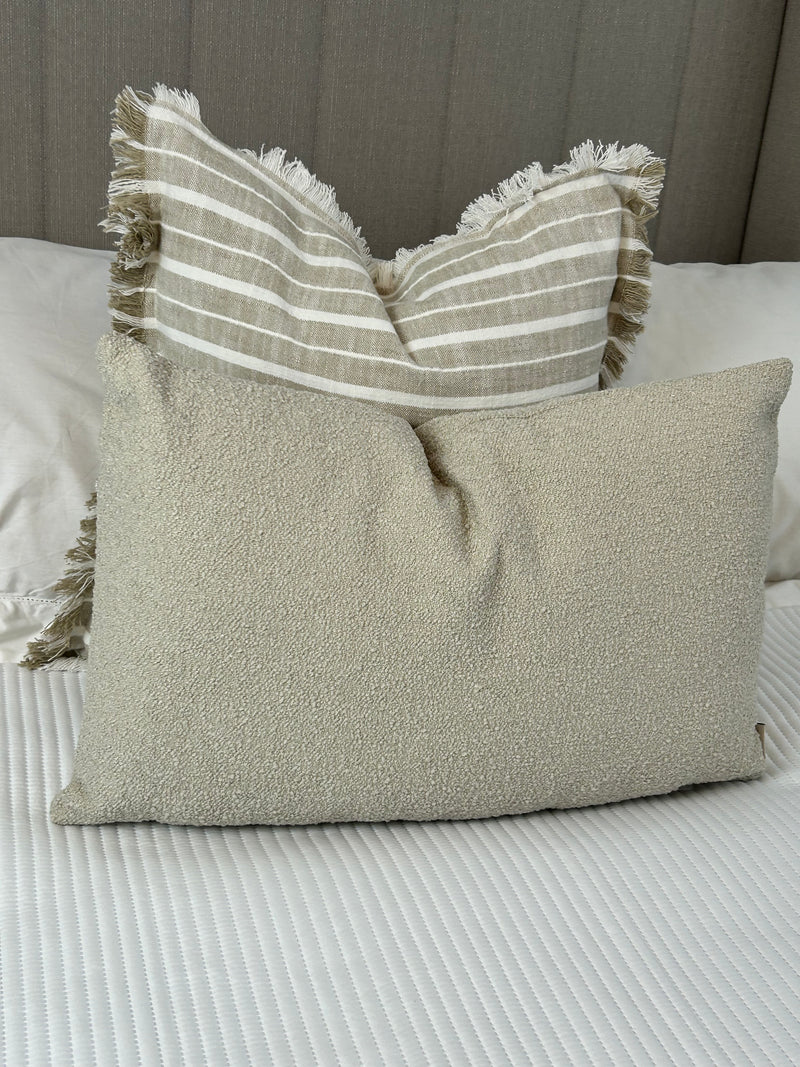 Selene Rectangular Natural Boucle Weave Texture Cushion 40x60cm