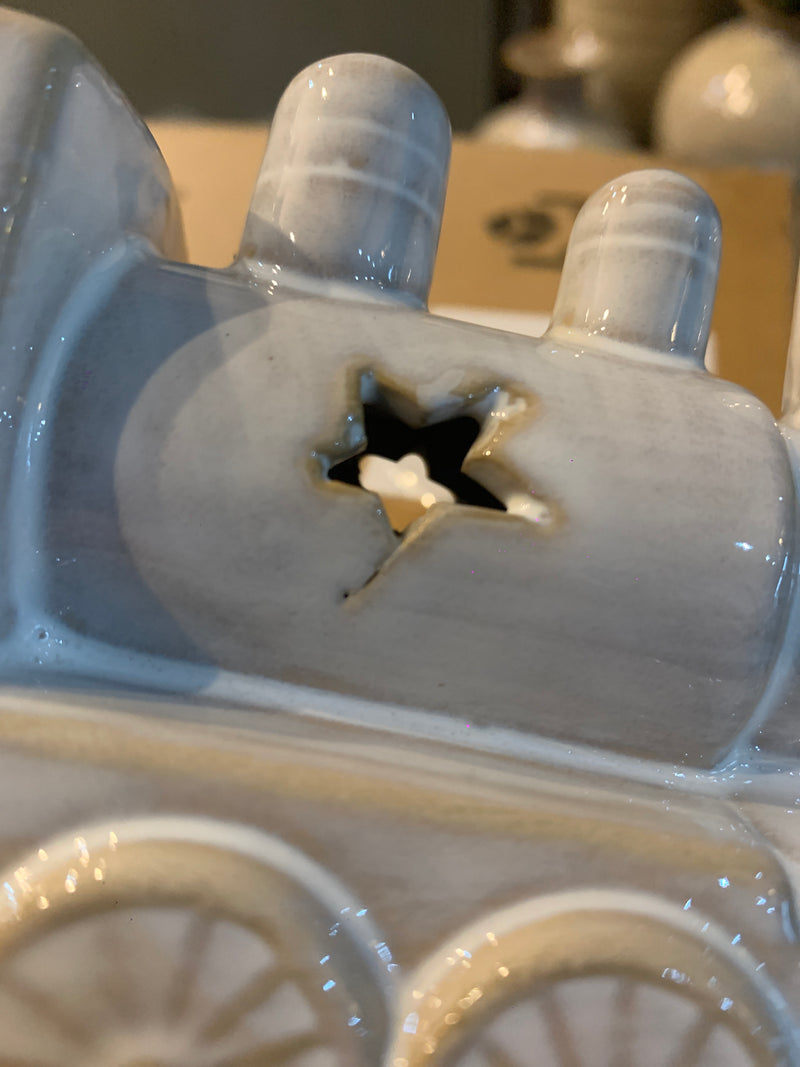 Store Seconds LED Rustic White Ceramic Christmas Train