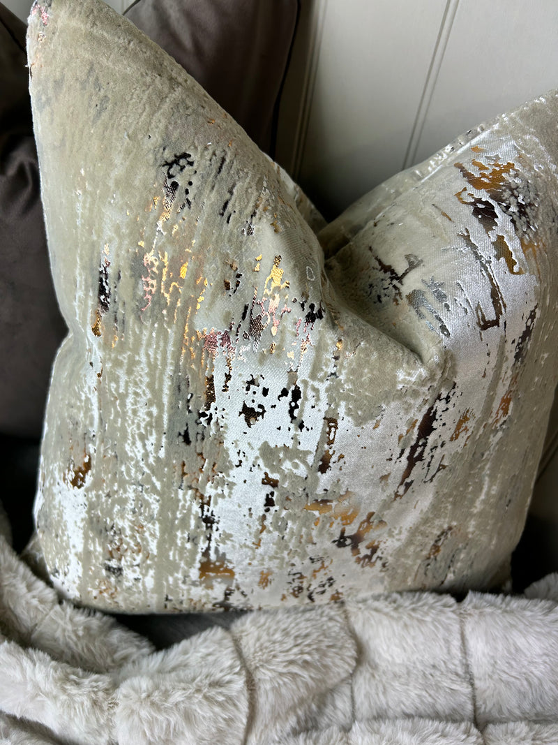 Torcello Natural Taupe beige Bronze Gold Feather Cushion 45cm & 56cm