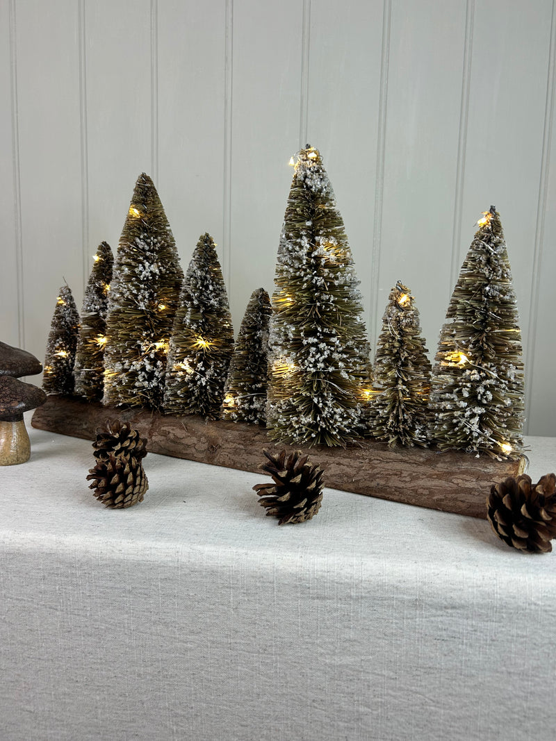 Brown Bristle Brush LED Christmas Tree long centre piece Arrangement