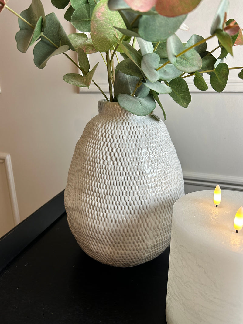 White woven textured vase