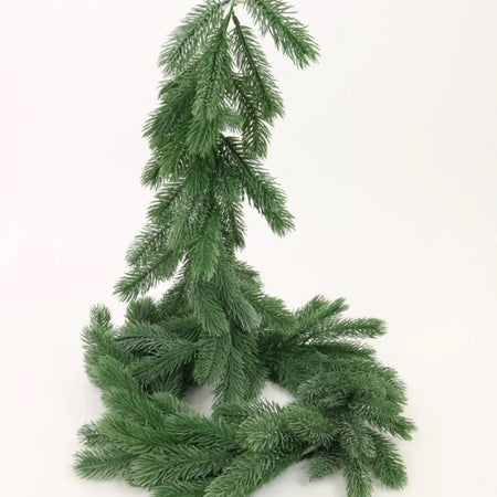 Flocked spruce Norfolk  long full garland 175cm