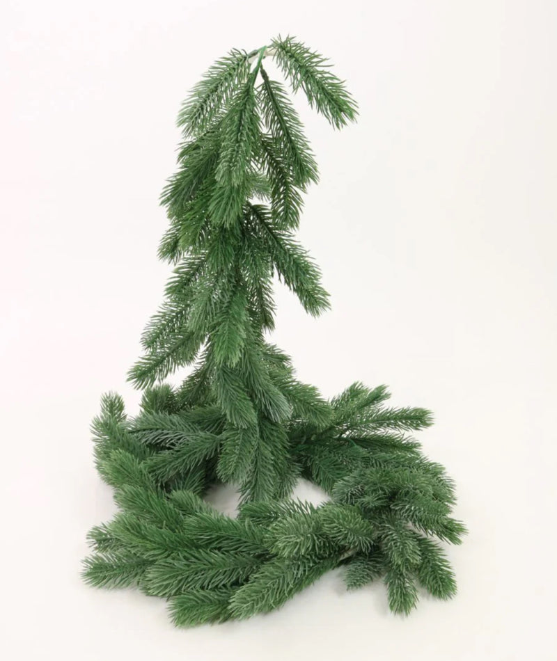Flocked spruce Norfolk  long full garland 175cm