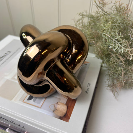 Gold bronze ceramic knot sculpture 12cm