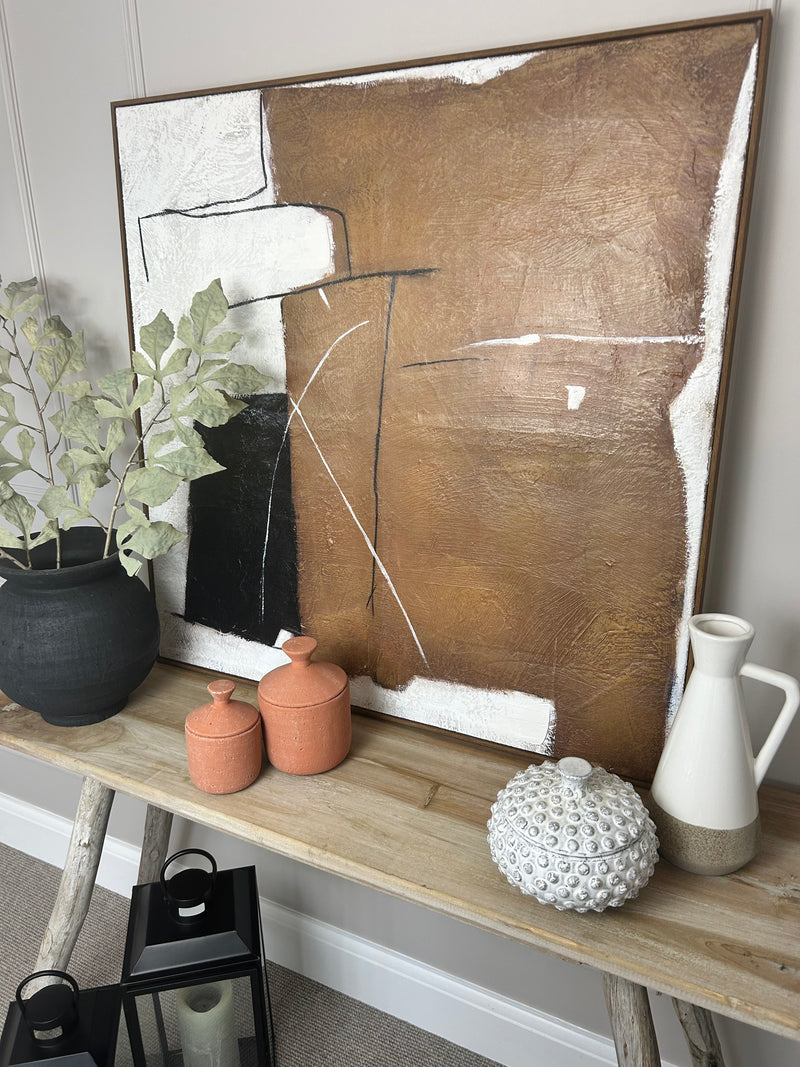 Textured wooden framed canvas art 100cm
