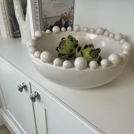 Matt White ceramic large bobble bowl