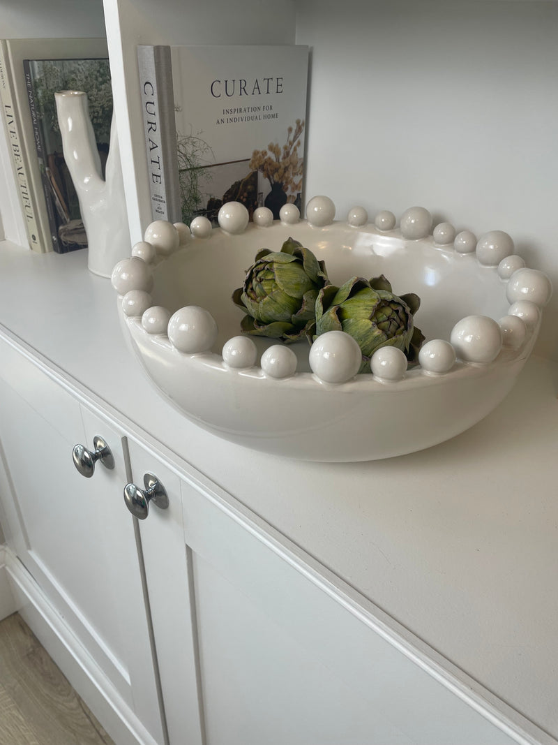 Matt White ceramic large bobble bowl