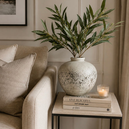 Tiber Chunky Ribbed Stone Round Vase