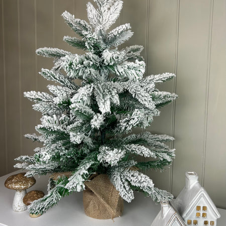 Snowy tree with jute hessian base 60cm